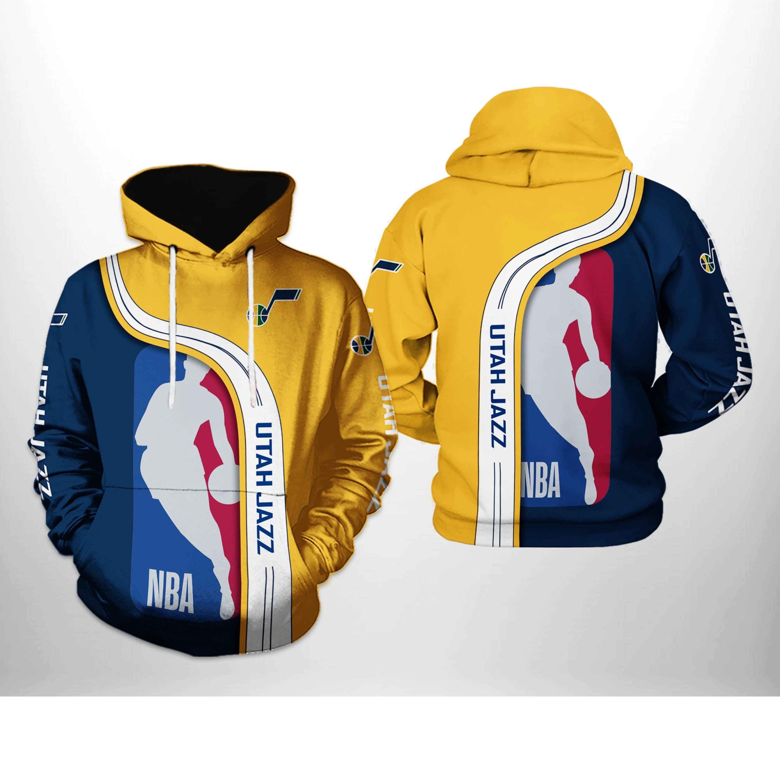 Men's Utah Jazz Fanatics White/black Attack Colorblock Pullover Hoodie – Official Nba Sweatshirt